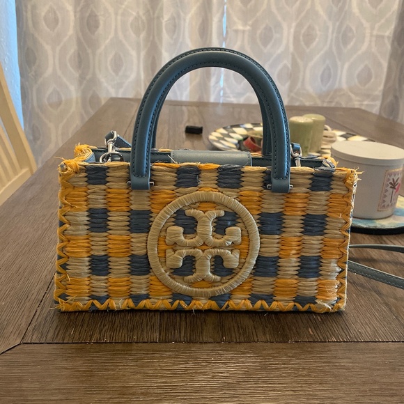 Ella Hand Crocheted East West Tote in Turquoise - Picture 1 of 1